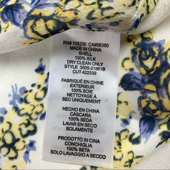 Joie White Floral 3/4 Sleeve Blouse Small - Picture 10 of 11